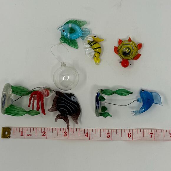 Vintage Glass Aquarium Fish Ornaments Submersible Set of 5 Hand Blown - Picture 4 of 4